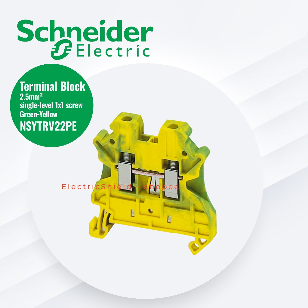 Jual NSYTRV22PE - Din Rail Terminal Block 2.5 mm² satu tingkat hijau ...
