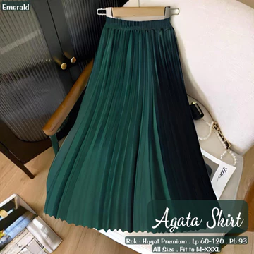 Agata Skirt Plisket Polos Premium Halus Remaja Dewasa Kuliah Ootd Outfit Hijab Trend