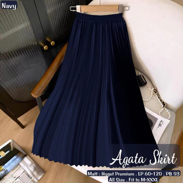 Agata Skirt Plisket Polos Premium Halus Remaja Dewasa Kuliah Ootd Outfit Hijab Trend