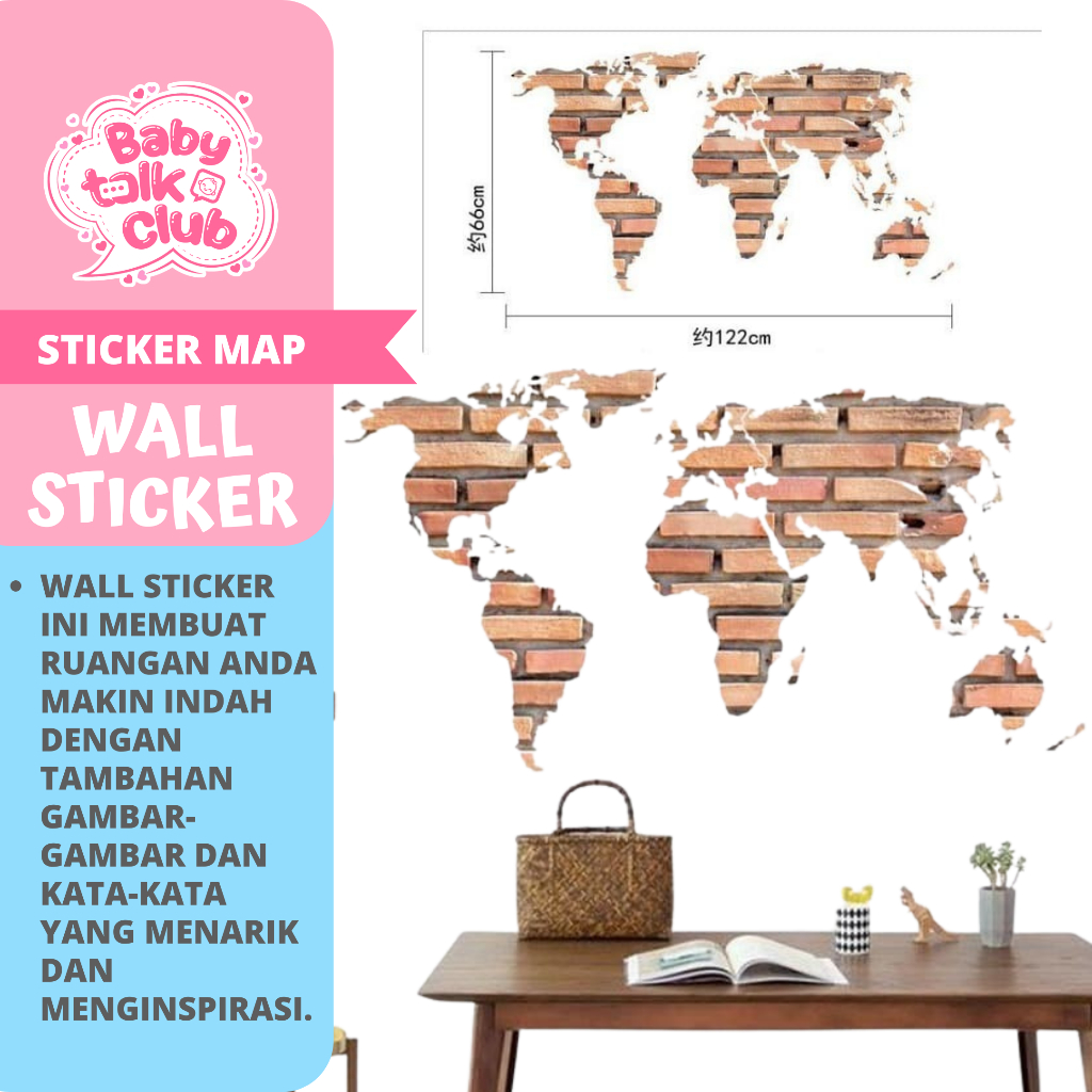 Jual Wall Sticker Map - Wall Sticker Gambar Map - Stiker Dinding ...