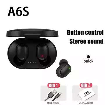 Handsfree Bluetooth A6s TWS Portable Headset Hf BT Wireless Sport In Earphone With Microphone