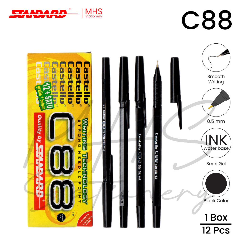 Jual STANDARD C88 0.5 mm Bolpoin Pulpen Ballpoint Semi Gel Pen Pena 1 ...