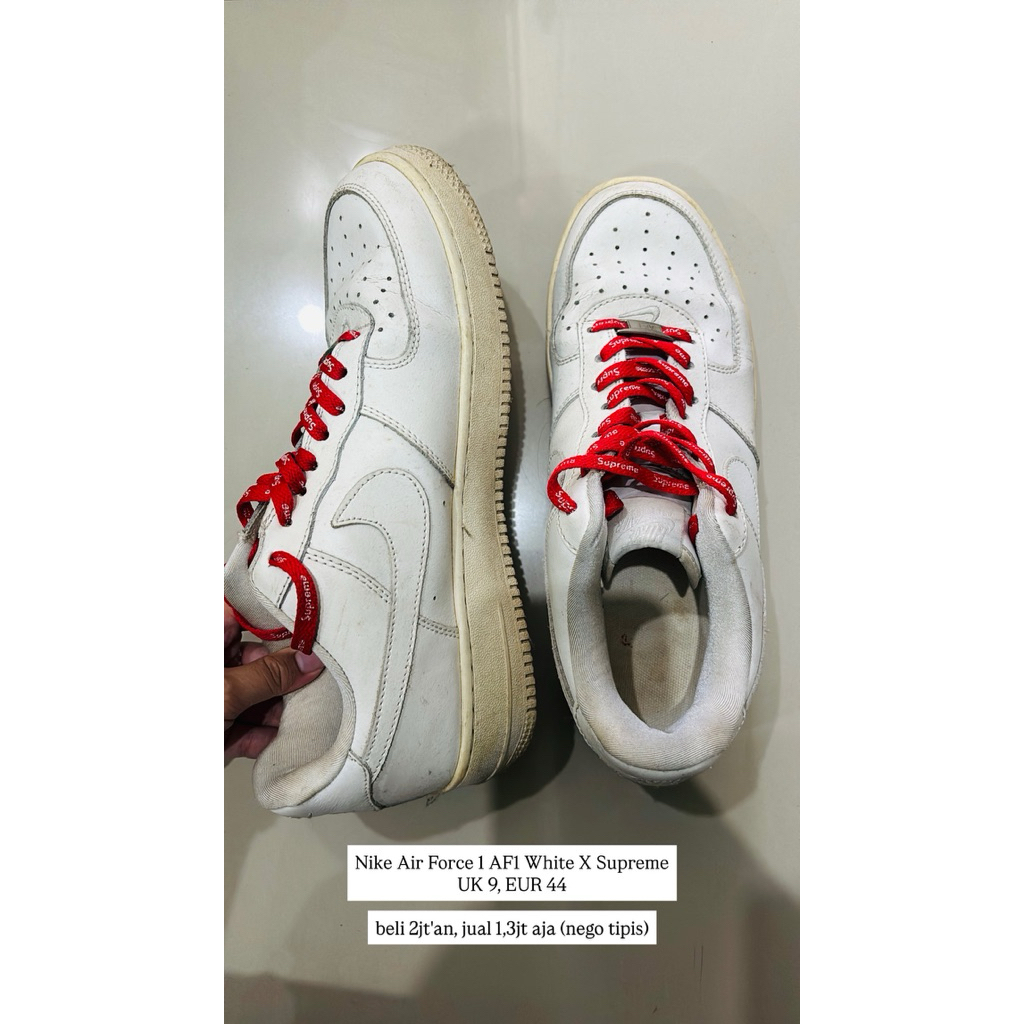 Jual Sepatu Nike Air Force 1 AF1 White X Supreme || baca deskripsi ...