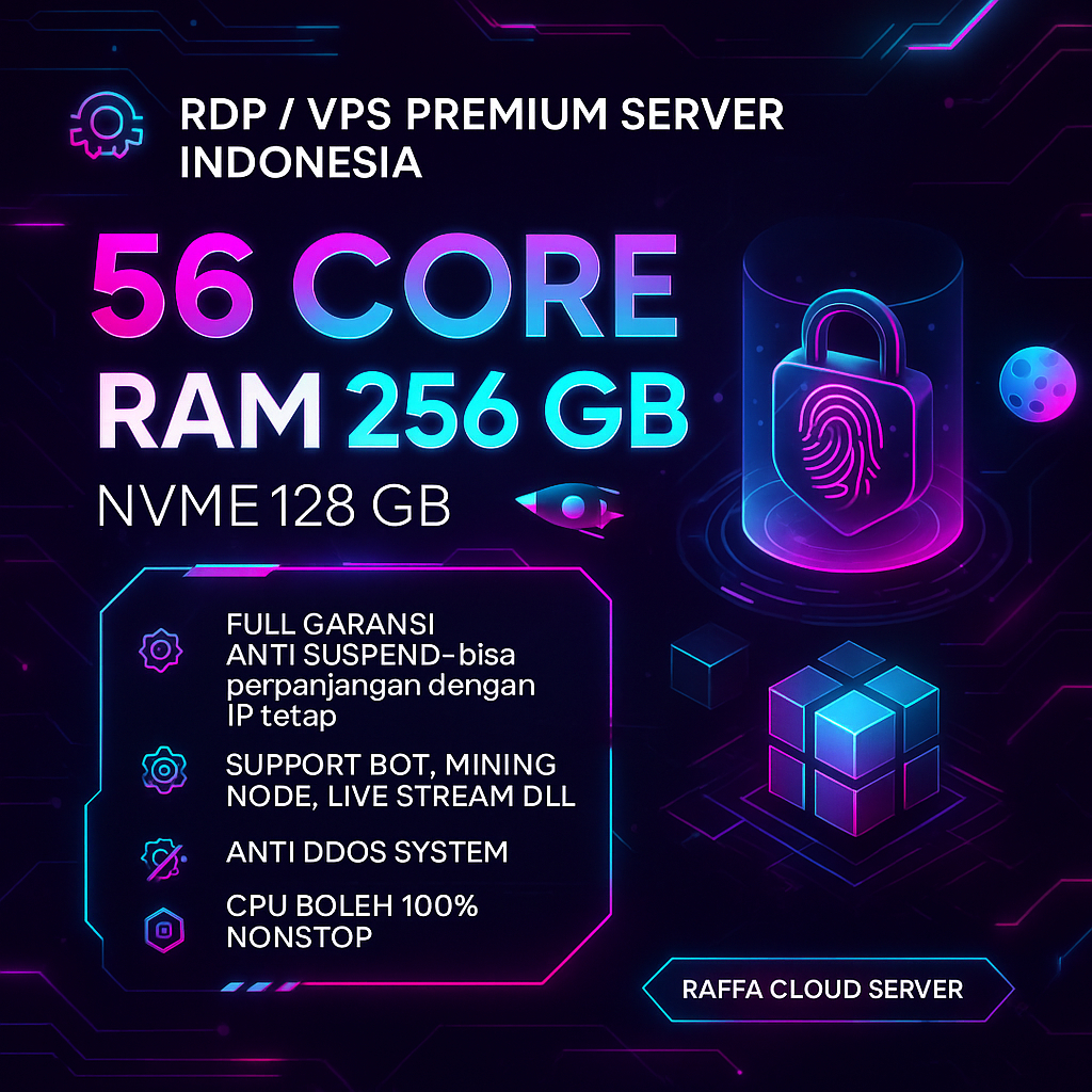 Jual RDP / VPS RAM 256GB 56 CORE / 56 VCPU RAM 256 GB Bulanan Mingguan ...