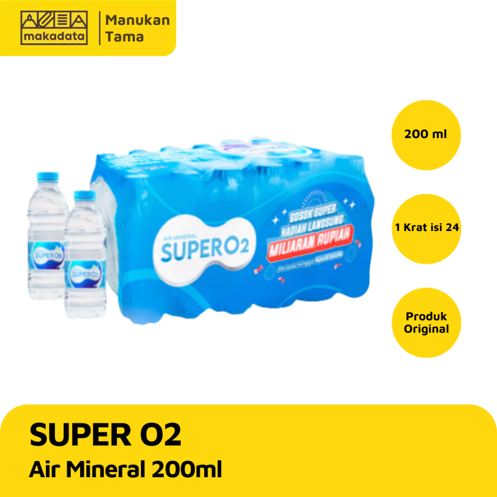 Jual AIR MINERAL / WATER SUPER O2 200ML (1 KRAT) | Shopee Indonesia