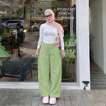 City Pants Celana Panjang Wanita Kantor Kerja Kuliah Tidur Santai Motif Garis Kulot Pinstripe