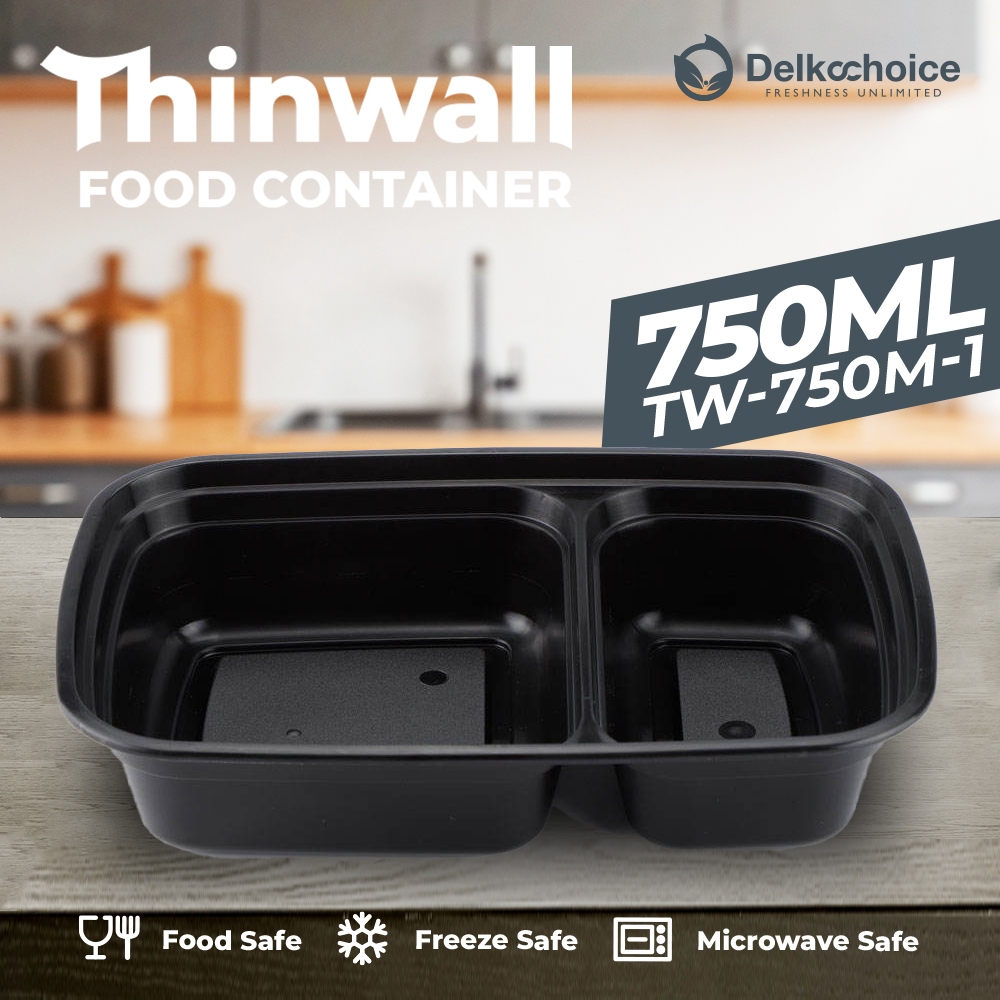 Jual Black Thinwall Container Rectangle Delkochoice Kotak Makan Plastik ...