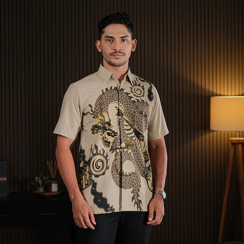 Hadinata Batik Premium Kemeja Batik Pria Lengan Pendek Superfine Bilva Biege - foto 1