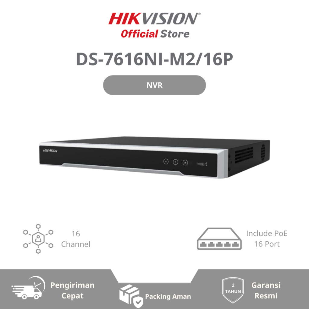 Jual HIKVISION - DS-7616NI-M2/16P NVR 16-channel 1U 16 PoE 8K Original ...