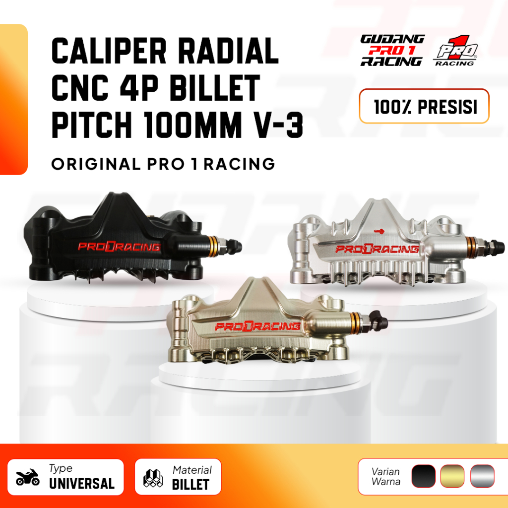 Jual CALIPER RADIAL CNC 4P BILLET PITCH 100MM V-3 PRO1 RACING | Shopee ...