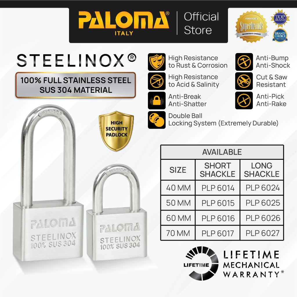 Jual PALOMA Gembok Padlock Pagar Gerbang Loker Gembok Kunci Pintu Mobil ...
