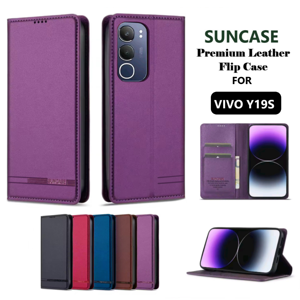 SEAHAI Cover per Vivo Y19s, Custodia Pelle Flip Portafoglio con