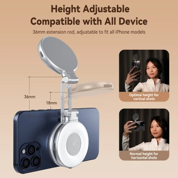 TELESIN Lampu Halo Magnetic Selfie Ring Light Tri Color Rechargeable S5 BGD 01 Silver