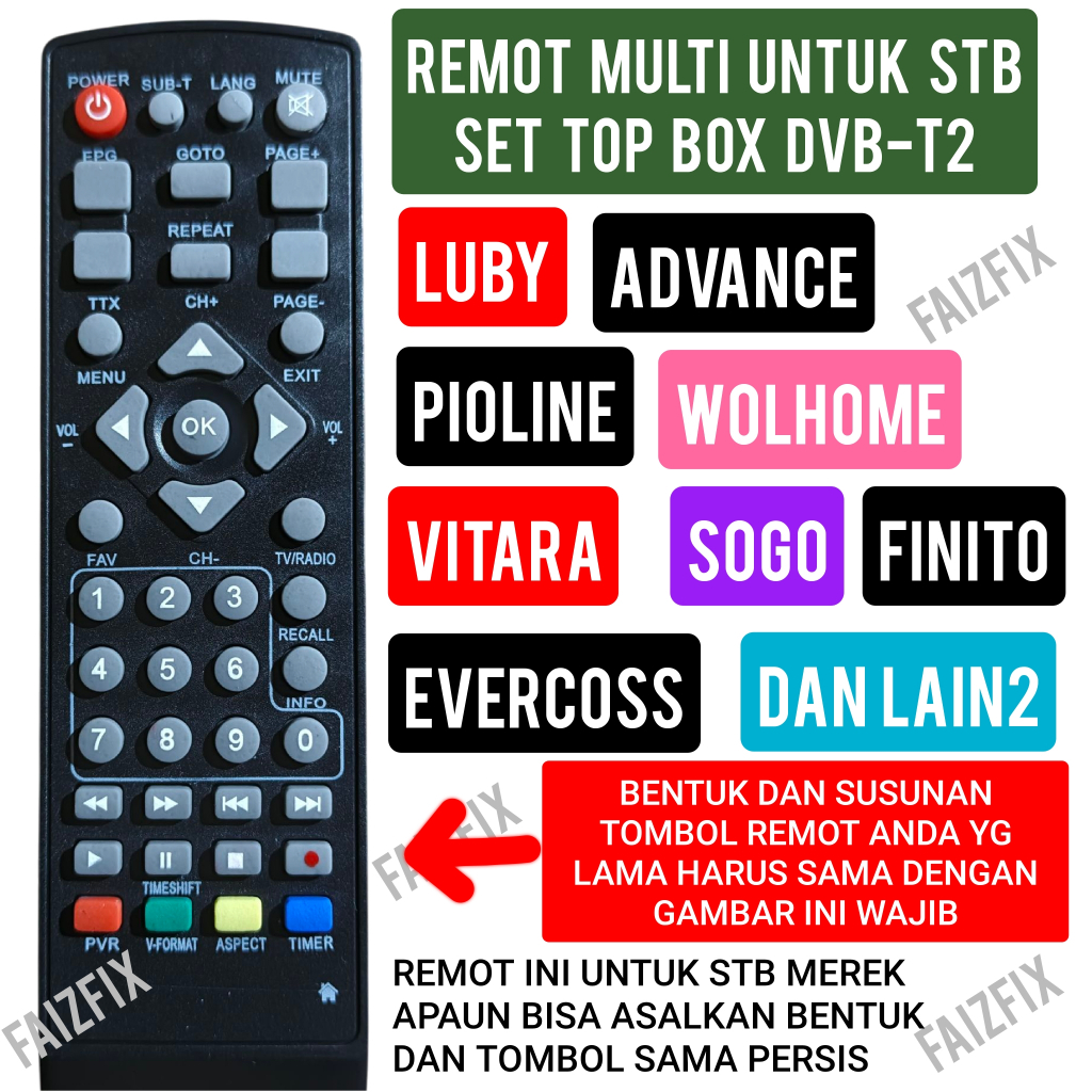 Jual REMOTE UNIVERSAL STB SET TOP BOX DVB-T2 MULTI ALL MEREK TANPA ...