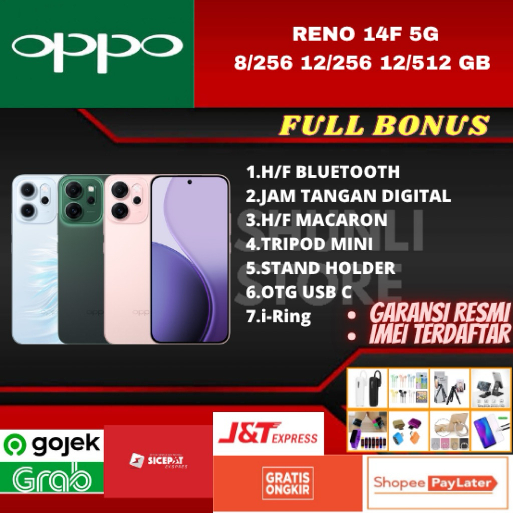 Jual OPPO RENO 14F 5G 8/256GB 12/256GB 12/512GB GARANSI RESMI | Shopee ...