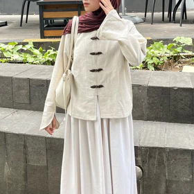 Buymau.Fa Alenia Blouse Wanita Atasan Linen Premium Lengan Panjang Atasan Linen Basic Top Korea