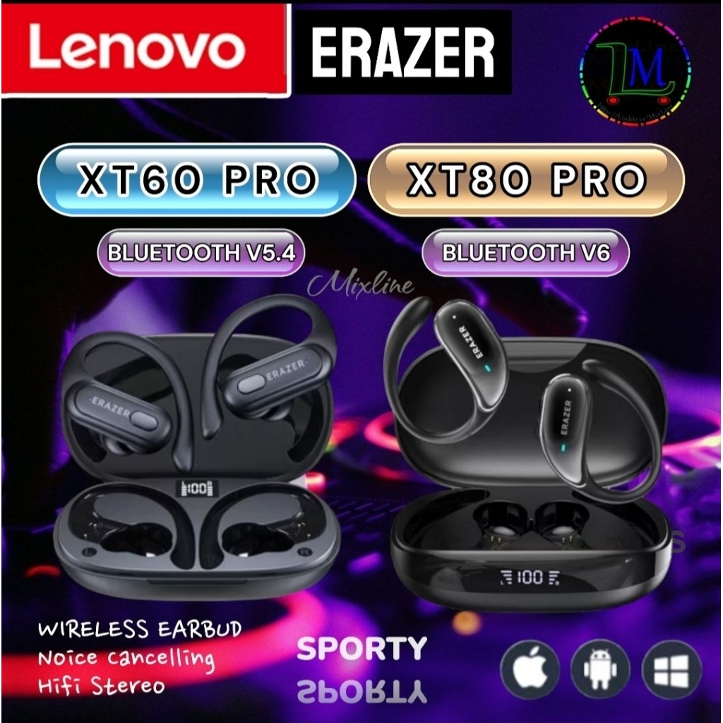 Jual Lenovo Erazer XT60PRO XT80PRO TWS Bluetooth V5.4 Headset Earphone ...