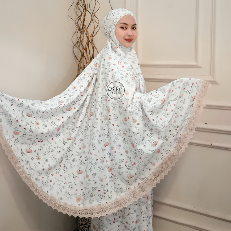 Jual Mukena Dewasa Motif Renda Katun Premium Terbaru Adiba Shopee 