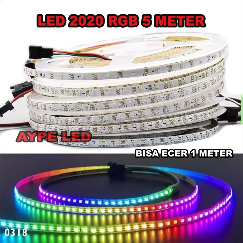 Jual LED STRIP TOP VIEW RGB WS2812B 5V 2020 800 LED 1000 LED 2020 ...