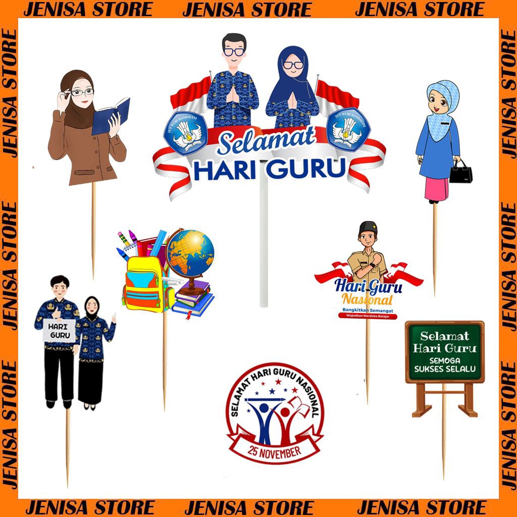 Jual topper hari guru, topper karakter, toper hiasan kue karakter hari ...