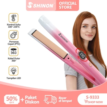 SHINON SH 9149 2 In 1 Catokan Curly Rambut Wanita Straightener Curler Pelurus Rambut Ion