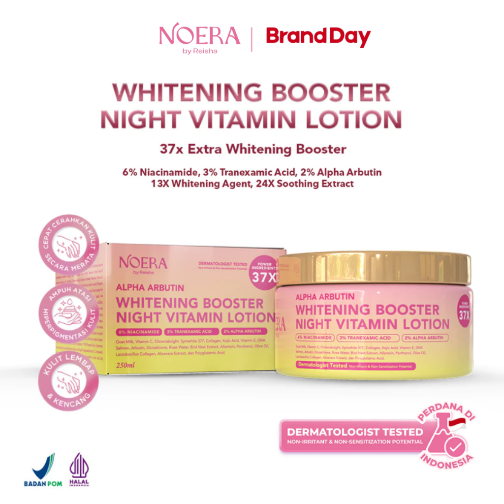 Jual Noera Whitening Booster Night Vitamin Lotion | Whitening Lotion | HB Dosting Pemutih Badan | Shopee Indonesia