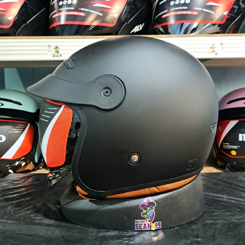 Jual HELM RETRO ALV NEMO BLACK DOFF VISOR LIGHT SMOKE ORIGINAL SNI ...