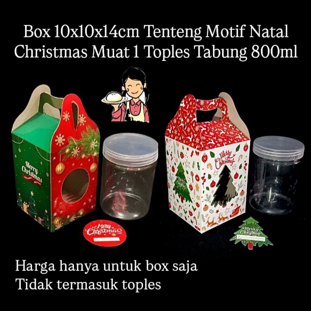 Jual Box 10x10x14cm Tenteng Motif Natal Christmas Muat 1 toples tabung ...