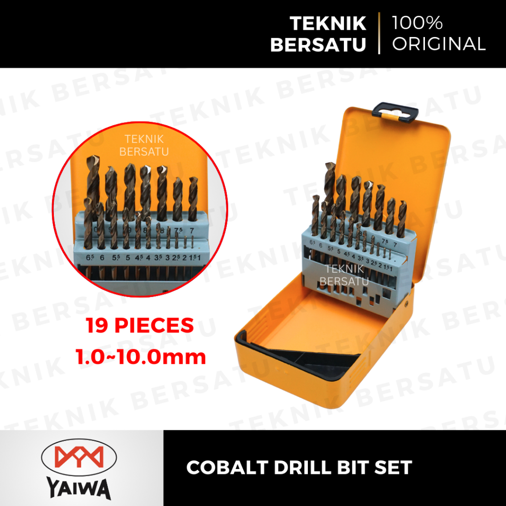 Jual YAIWA HSS Cobalt Drill Bits Set 19 Pcs (1.0–10.0mm) | Mata Bor Set ...