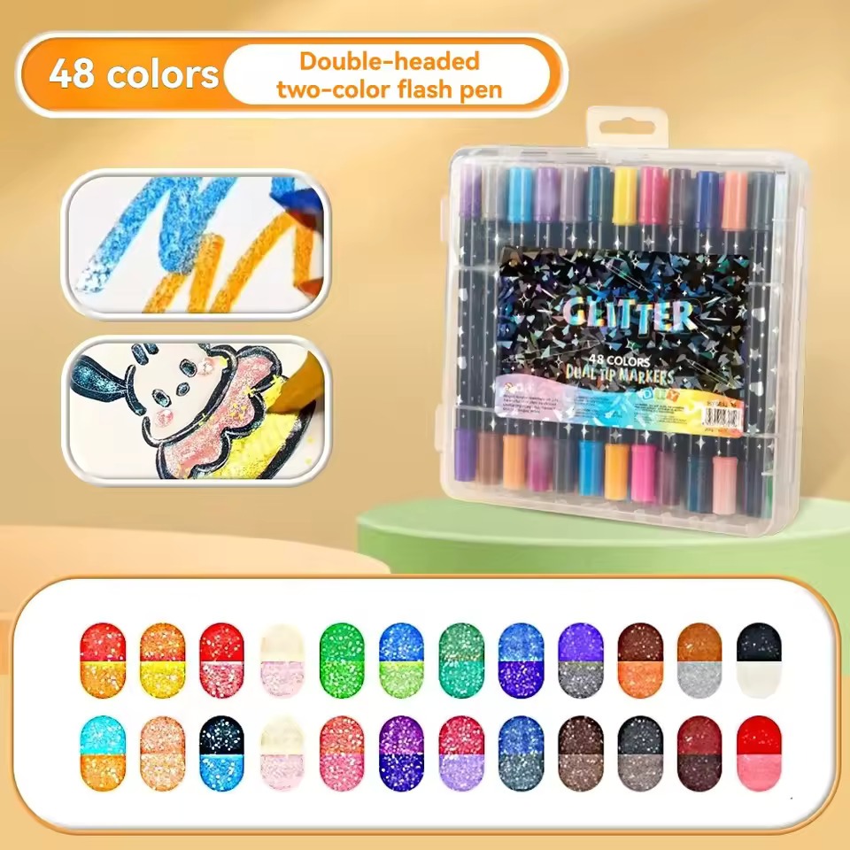 Jual Spidol Warna Glitter Dual Tip Watercolor Set 48 Colors 24 PCS ...