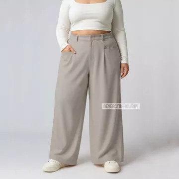 Celana ELENA Kulot Wanita High Waist Jumbo Bahan Semiwol – Loose Pants Korea Casual Formal Anti