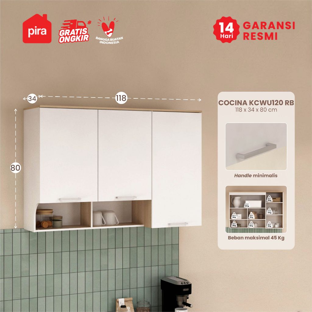 PIRA METROPOLIS - COCINA KCWU Rak Dapur / Rak Gantung Dapur / Kitchen Set Atas dengan Rak Bumbu