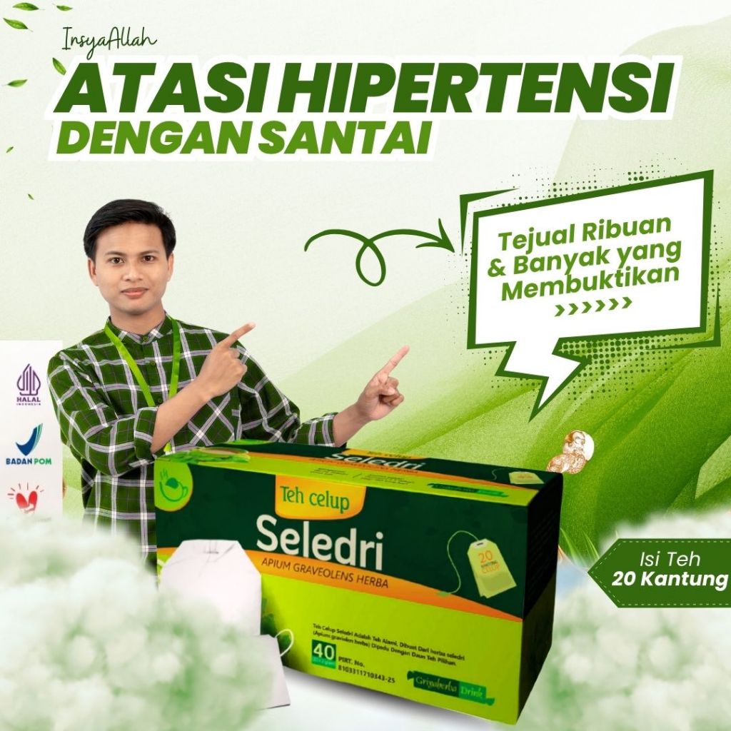 Herbal Hipertensi Menurunkan Darah Tinggi Minuman Herbal Teh Seledri isi 20 Kantung