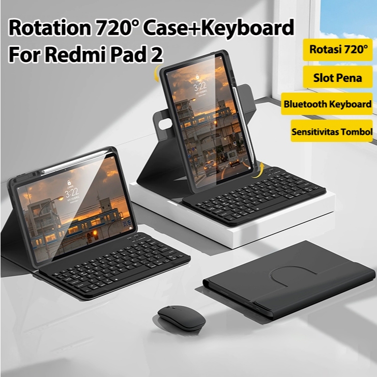 Jual Casing Redmipad 720°Rotate Keyboard Wireless For Redmi Pad 2 2025 ...