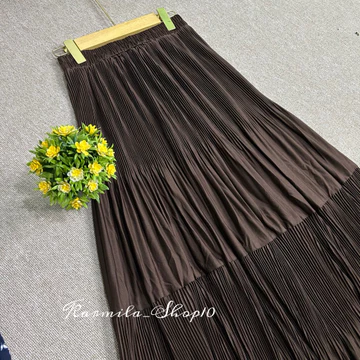 Angela Skirt Rok Maxi Susun DUA Plisket Lidi Mayung Rok Plisket Lidi Cabang Ruflle Pleated Skirt