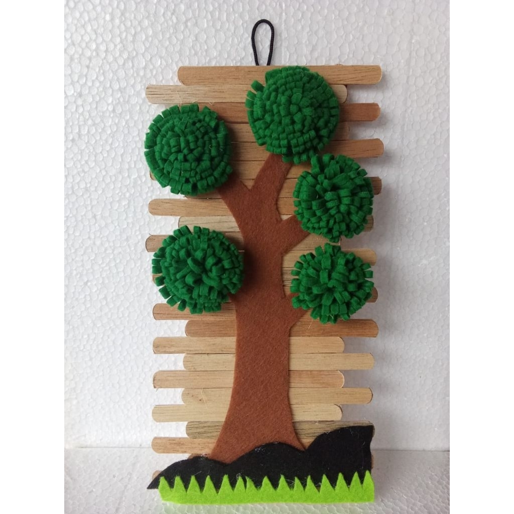 hiasan dinding pohon bonsai stick eskrim,prakarya sekolah