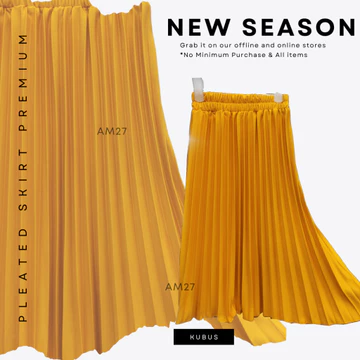 Am27 Rok Plisket Premium Remaja Dewasa Jumbo 110Kg Rok Polos Payung Pleated Skirt
