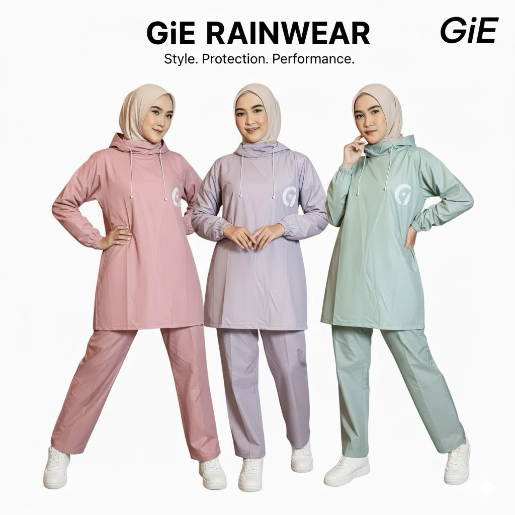 GiE Raincoat Jas Hujan Hoodie Pria Wanita Bahan PVC Berkualitas Anti Rembes Elastis Dan Tebal 0,25