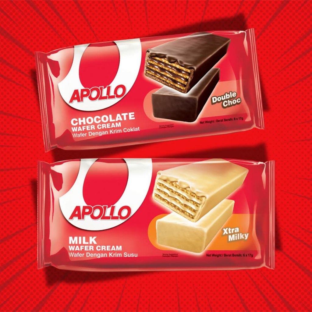 Jual Apollo new milk wafer cream xtra milky chocolate double choc isi 6 ...