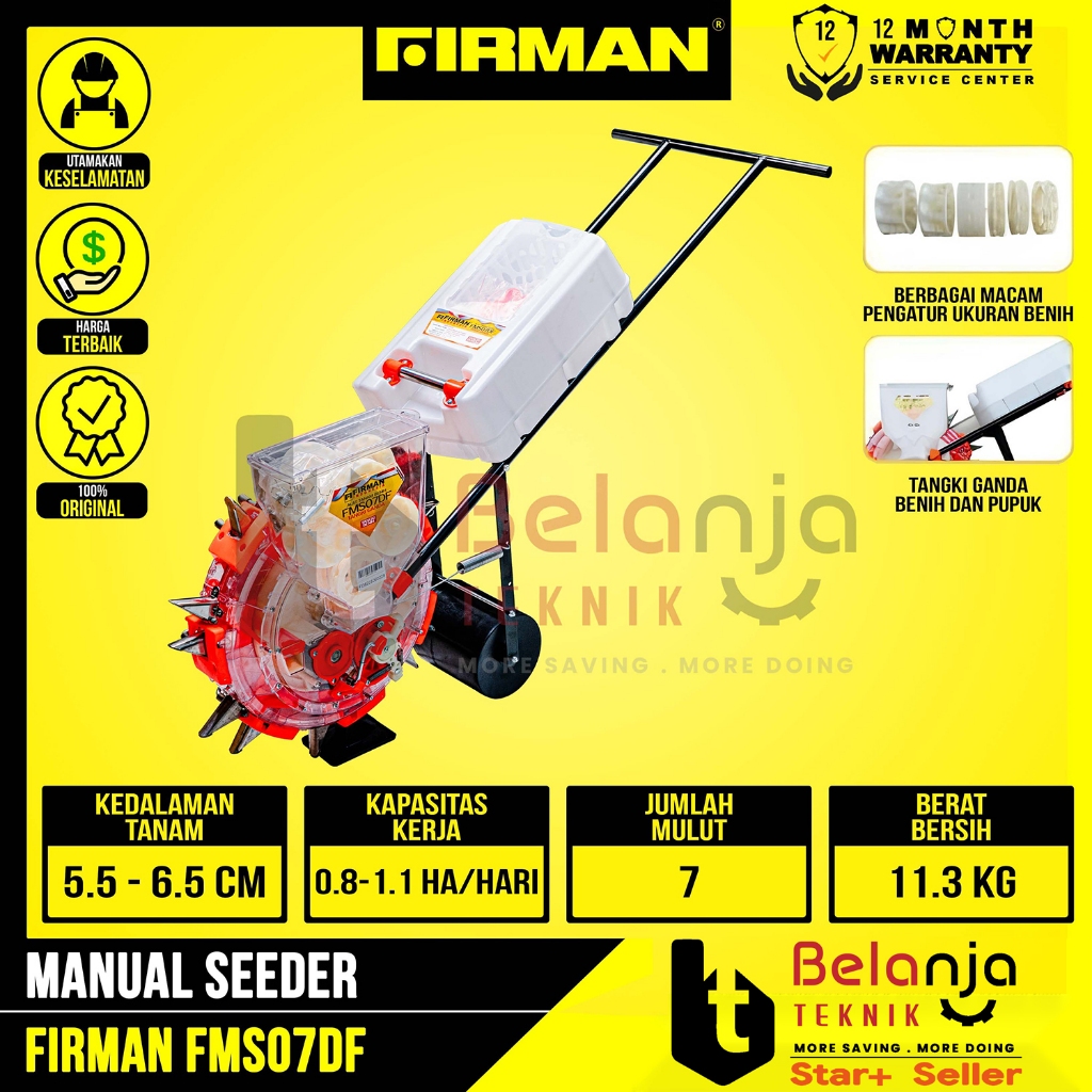 Alat Tanam Benih dan Pupuk FIRMAN FMS07DF DOUBLE Corong 2 Alat sebar bibit FMS 07 DF Seed Planter Manual FMS07