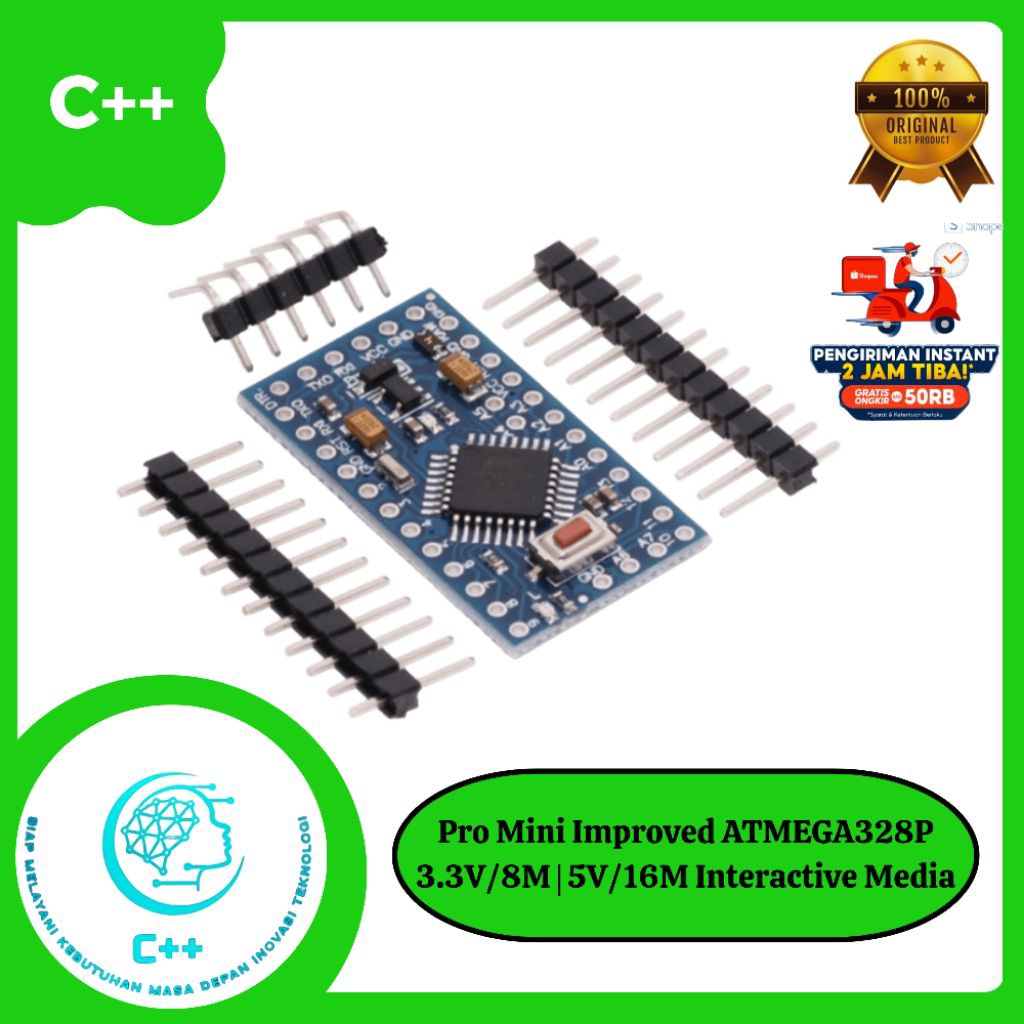 Jual Arduino Pro Mini ATMEGA328 3.3V/8M | 5V/16M | Shopee Indonesia