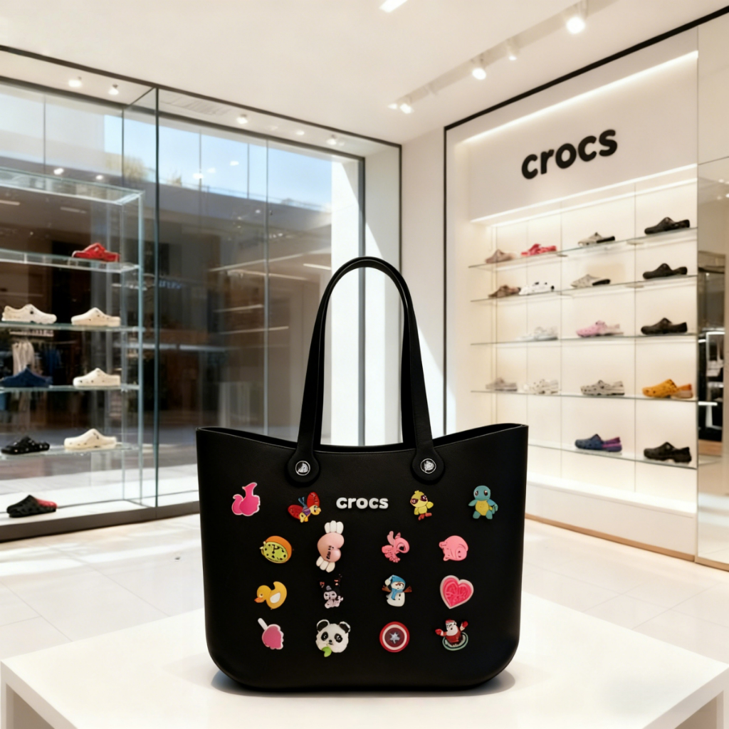 Jual crocs Tas tangan hitam/Bahan EVA/Termasuk satu set lengkap jibbitz ...