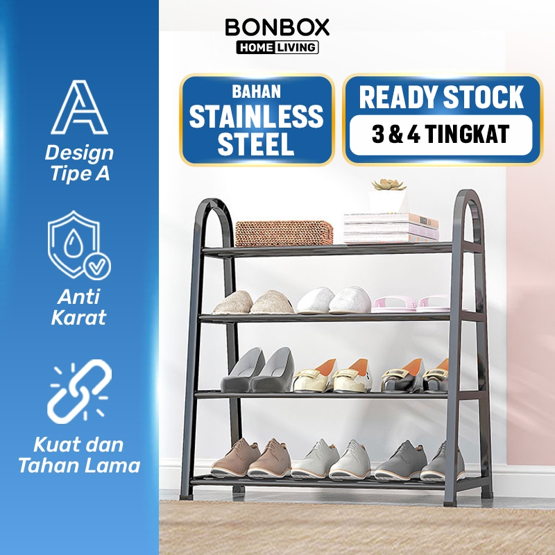 Jual BONBOX Homeliving - Rak Sepatu 3 dan 4 Susun Rak Sendal Serbaguna ...