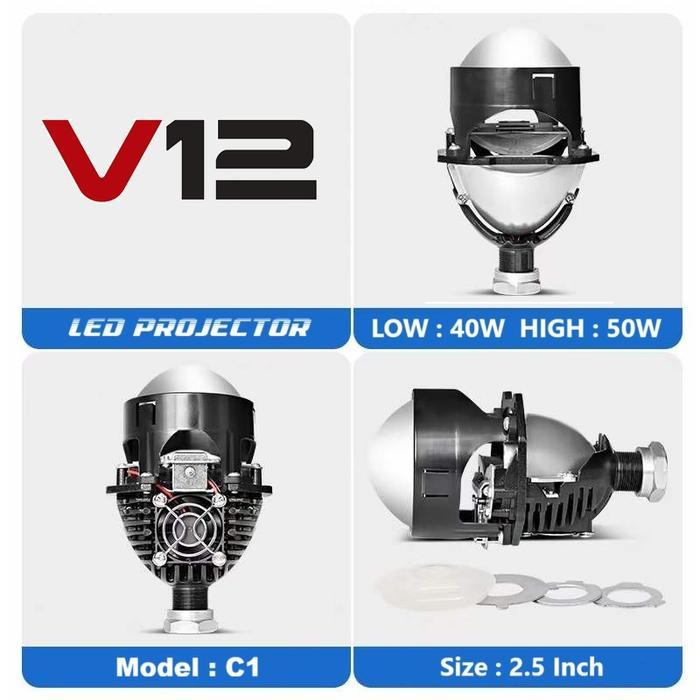 Jual lampu utama V12 C1 Lensa Lampu LED Projector Projie BiLED 2.5 Inch ...