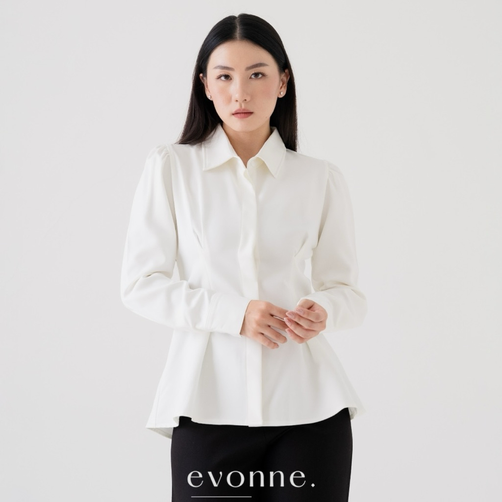 Evonne Nera Kemeja Mewah Wanita Blouse Atasan Elegan Lembut Simple - foto 3