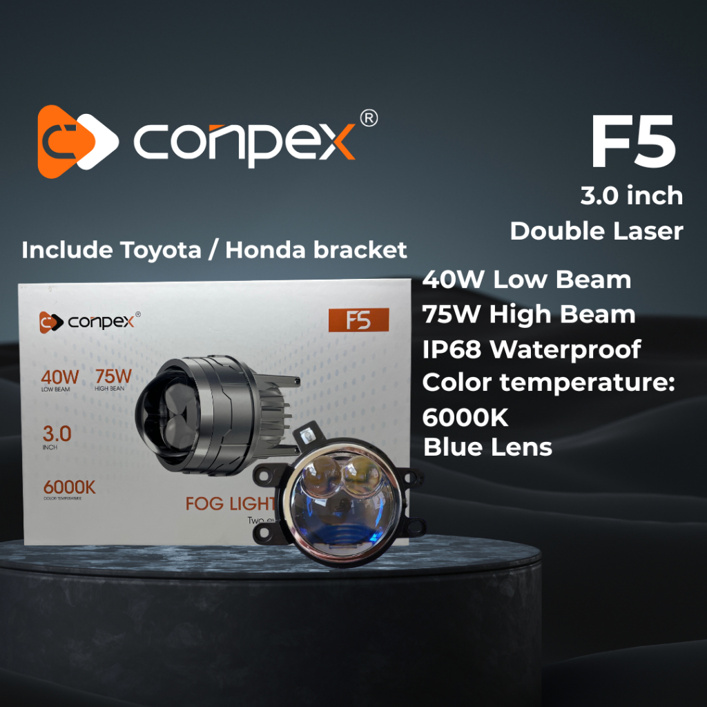 Jual Conpex F5 3 inch Foglamp 6000K Blue Lens 1 warna Flat cutoff ...