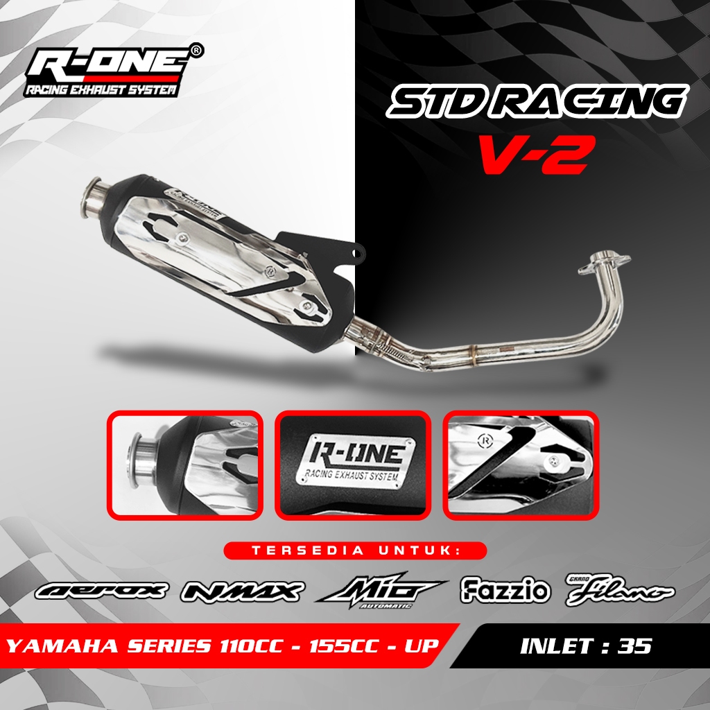 Jual Knalpot R One Racing Muffler V2 STD Full Package untuk Yamaha ...