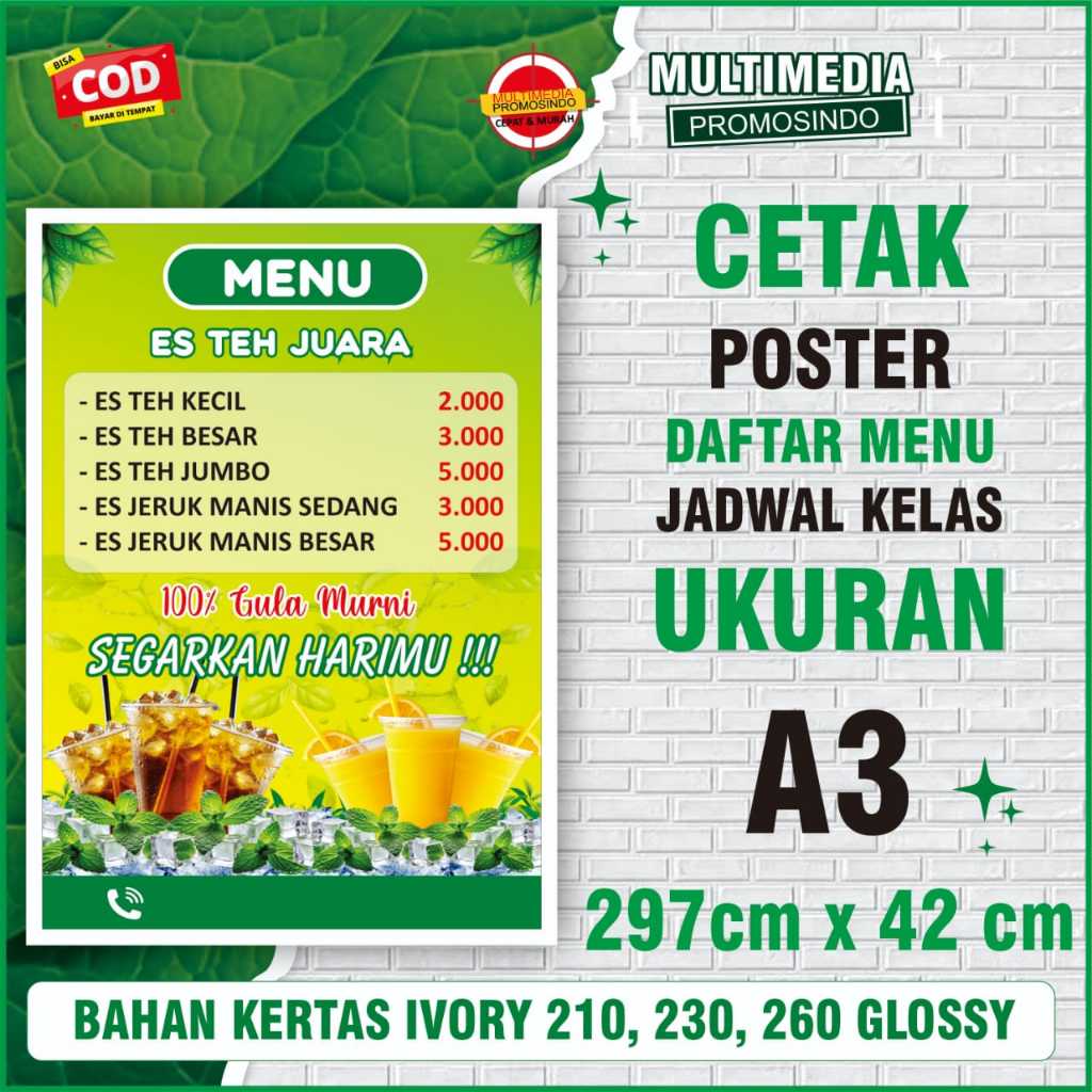 Jual Cetak Poster / Poster Konter / Poster A3 / Cetak Foto / Cetak ...
