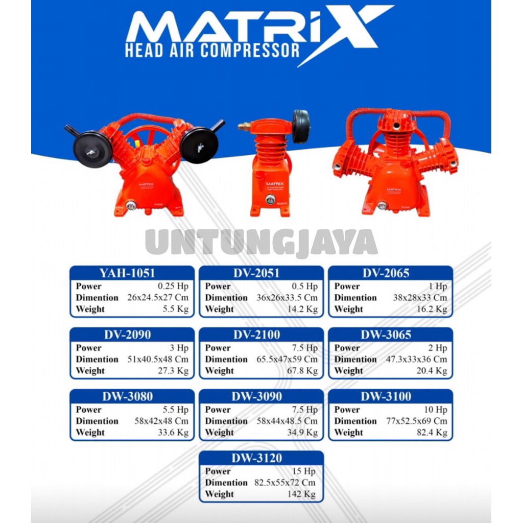 Jual KEPALA KOMPRESOR MATRIX 7,5 HP 3 PISTON DV3090 DV 3090 // KEPALA ...