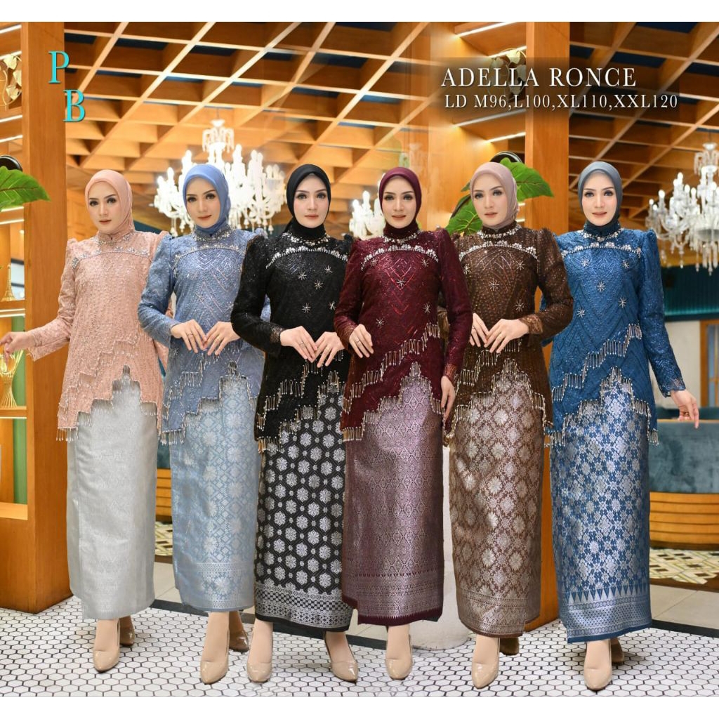 Jual Terbaru!! Setelan Kebaya Adella Ronce Mix Rok Lilit Songket Modern ...